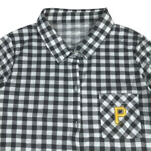 Concepts Sport Pittsburgh Pirates Womens‎ Gingham Long Sleeve Shirt Top MLB
